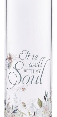 6006937151314 Well With My Soul Hymn Glass Water Bottle With Bamboo Lid And Sleeve