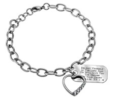 999137003155 Chunky With Oval CZ Heart Psalm 37:4 (Bracelet/Wristband)