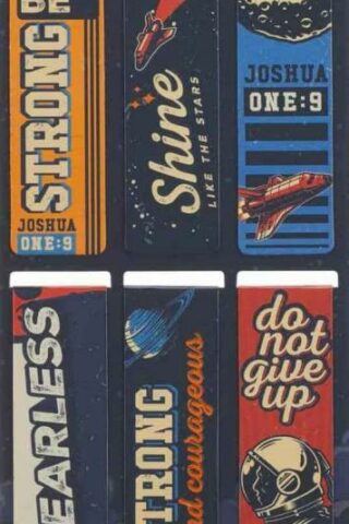 6006937170254 Be Strong Blue Space Magnetic Bookmark Set Joshua 1:9